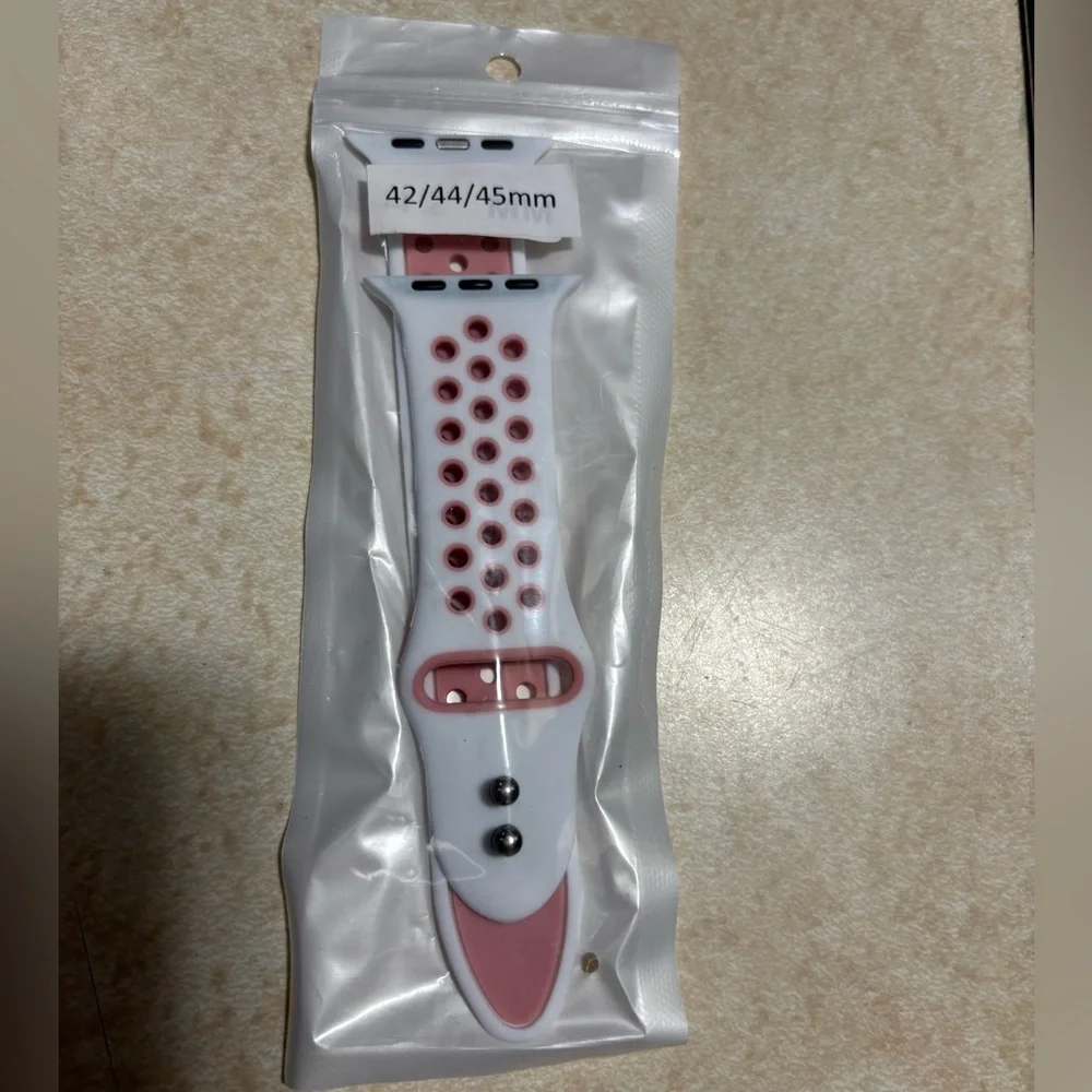 NWT Sporty Pink and White Silicone Smartwatch Band